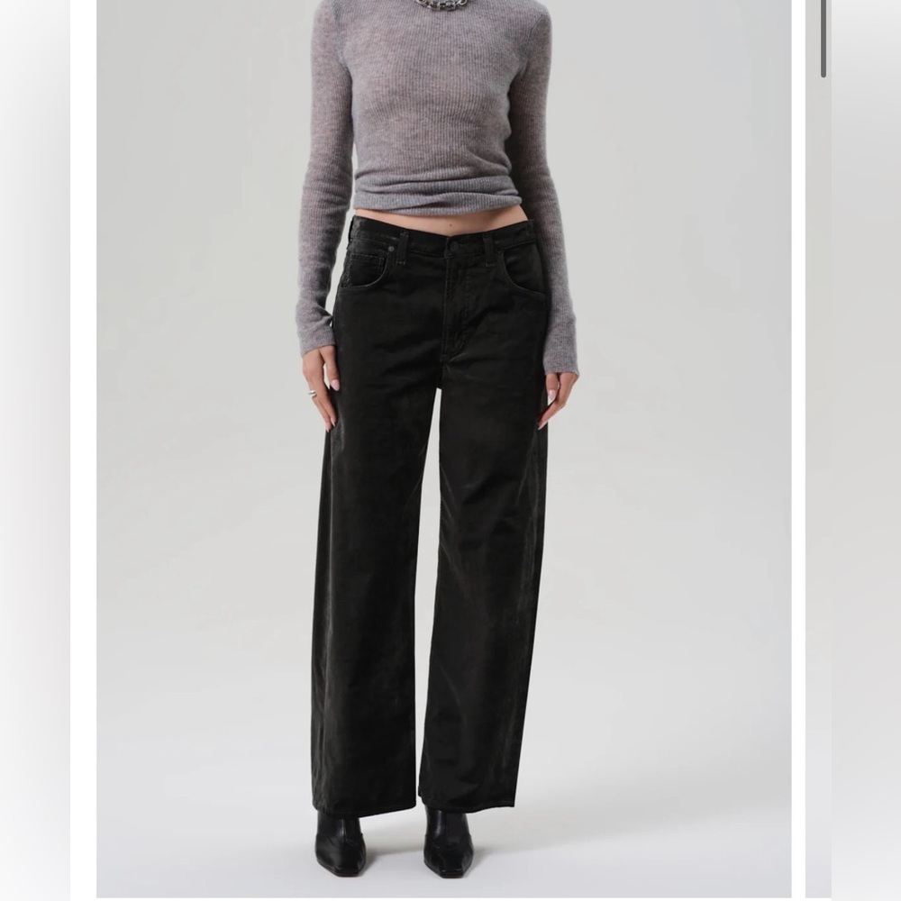 Citizens of Humanity Ayla Baggy Velvet Jeans In Olive Leaf Size 27